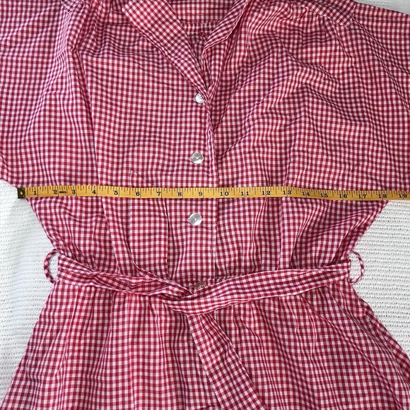 Vintage Red And White Gingham Shirtwaist Dress Women's Small Waist Tie - Picture 4 of 9